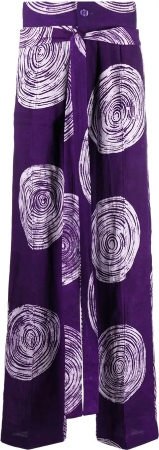 Graphic-Print Wide-Leg Trousers