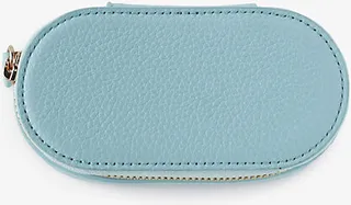 Womens Blue Oval Mini Monogram-embossed Leather Jewellery box