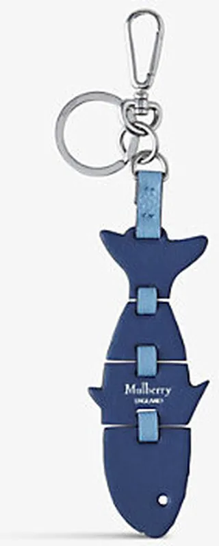 Pale Navy Fish Puzzle Leather Keyring