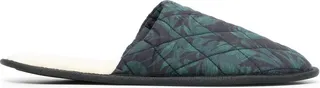Green Byron Print Quilted Slippers
