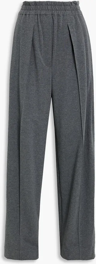Pleated stretch-cotton wide-leg pants