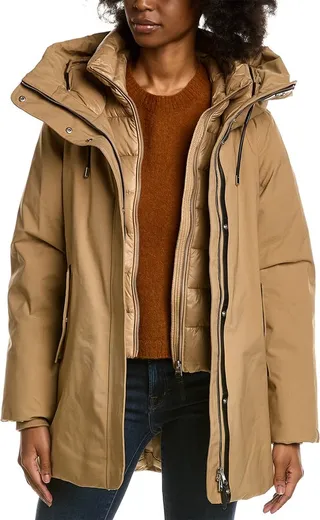 Mackage Kinslee 2-In-1 Oversized Leather-Trim Down Parka