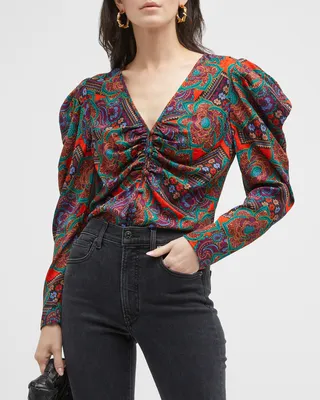 Simmons Printed Ruched Blouse