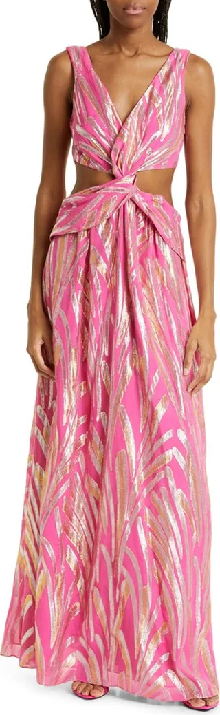 Irene Cutout Metallic Silk Blend Gown