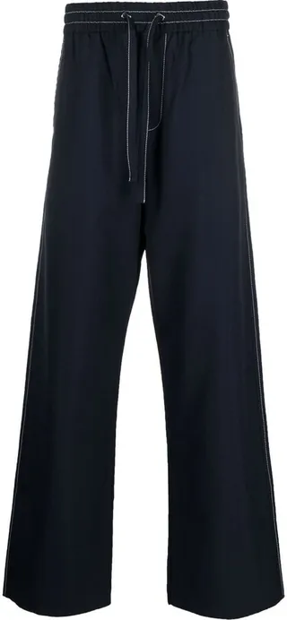 Wide-Leg Drawstring Trousers