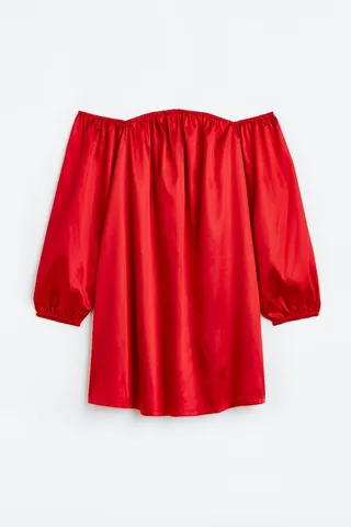 Off-the-shoulder Satin Dress