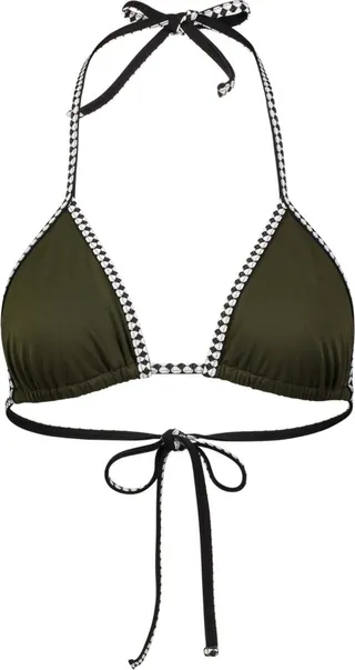 Embroidered Trim Bikini Top