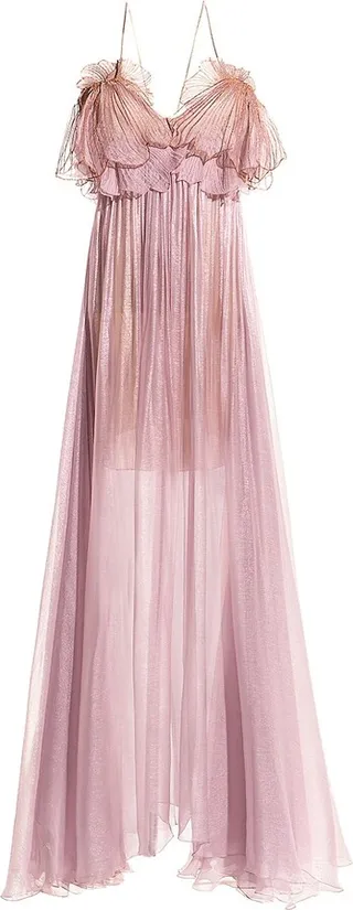 Ivette Metallic Silk Mousseline Dress