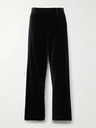 Gustavo Straight-Leg Cotton and Silk-Blend Velvet Trousers