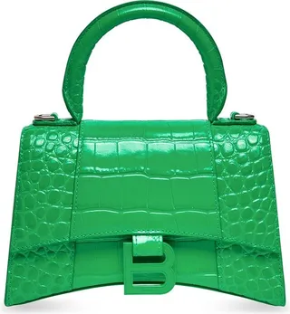 Hourglass Xs Handbag Crocodile Embossed