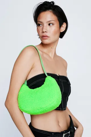 Nasty Gal Womens Faux Teddy Shoulder Bag
