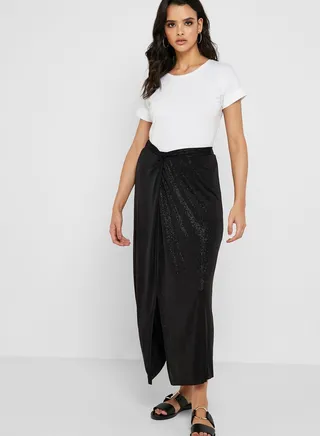 Front Slit Wrap Skirt