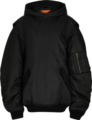 Balenciaga Hooded Padded Shell Bomber Jacket