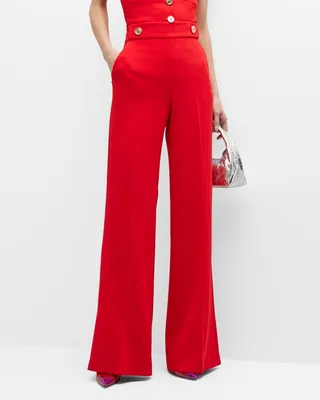 Sbozzare Wide-Leg Stretch Crepe Pants