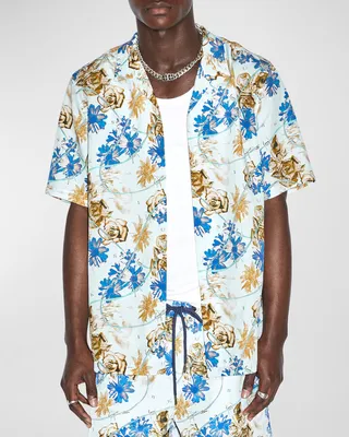 Men's Floral-Print Short Sleeve Shirt