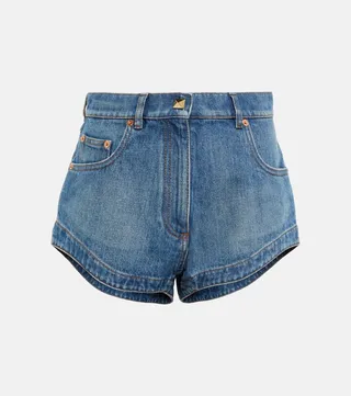 High-rise denim shorts