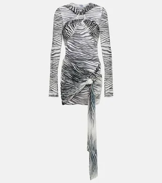 Fran zebra-print tulle minidress