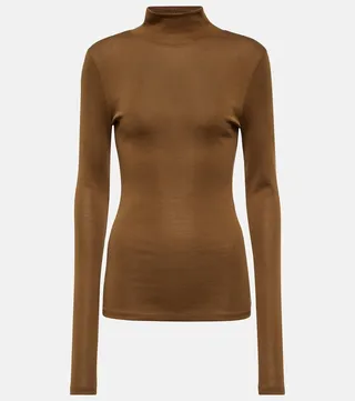 Cotton jersey turtleneck top