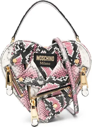 Snakeskin Biker-Jacket Heart Tote Bag