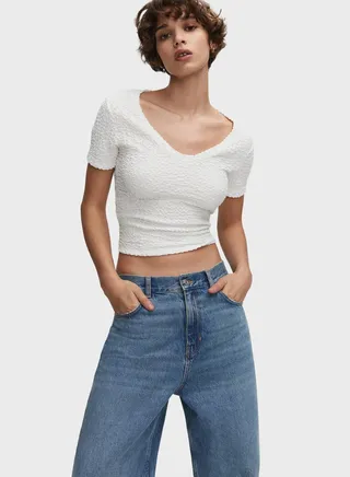 Textured Crop T-Shirt