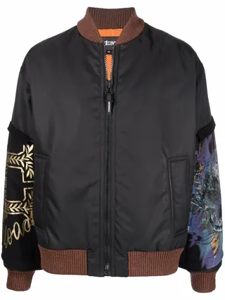 Patchwork-Detail Bomber Jacket