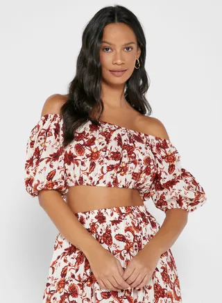 Floral Print Off Shoulder Top