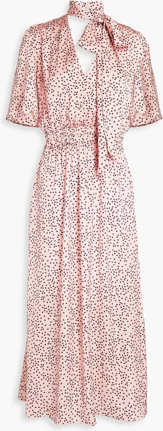 Helen shirred printed satin midi dress