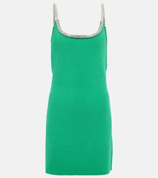Crystal-embellished knit minidress