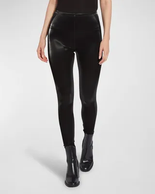 Matilda Snakeskin-Print Faux-Leather Leggings