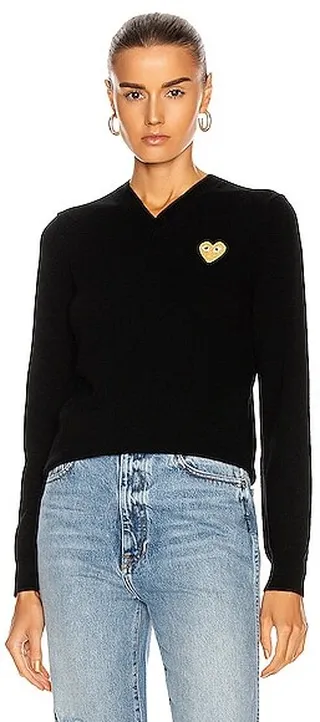 COMME des GARCONS PLAY V-Neck Pullover in Blue