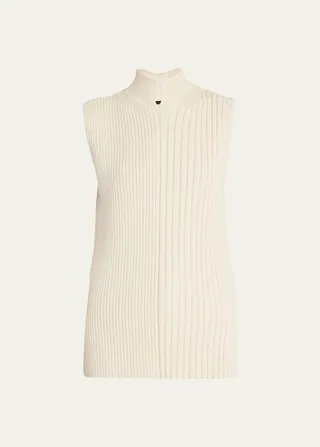 Mixed Stitch Ribbed Turtleneck Shell Top
