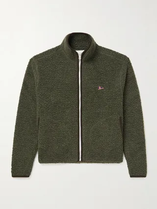 Logo-Embroidered Wool-Blend Fleece Jacket