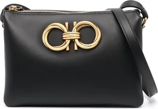 Mini Black Trapezio Crossbody Bag In Leather Woman