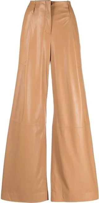 High-Waist Faux-Leather Wide Trousers