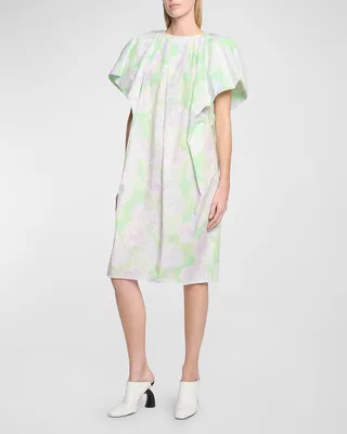 Darlas Floral-Print Pleated Shift Dress