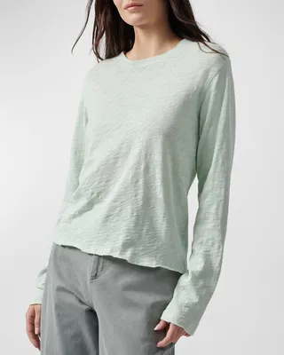 Long-Sleeve Destroyed Cotton Tee