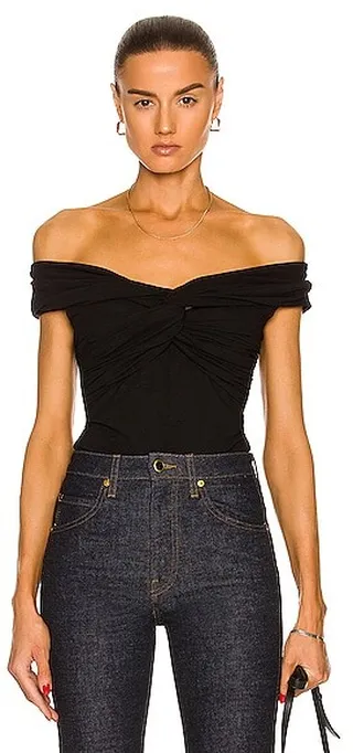 KHAITE Cerise Bodysuit in Black