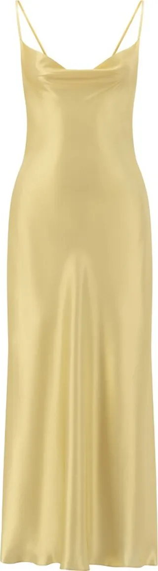 SAVANNA - Satin Glitter Dress - Gold