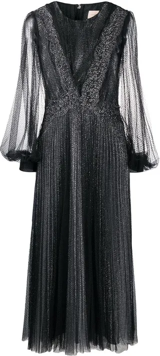 Glitter Tulle Pleated Dress