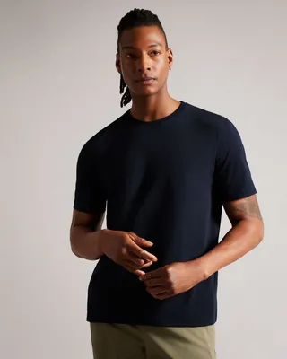 Short Sleeve Regular Fit Plain T-Shirt in Navy