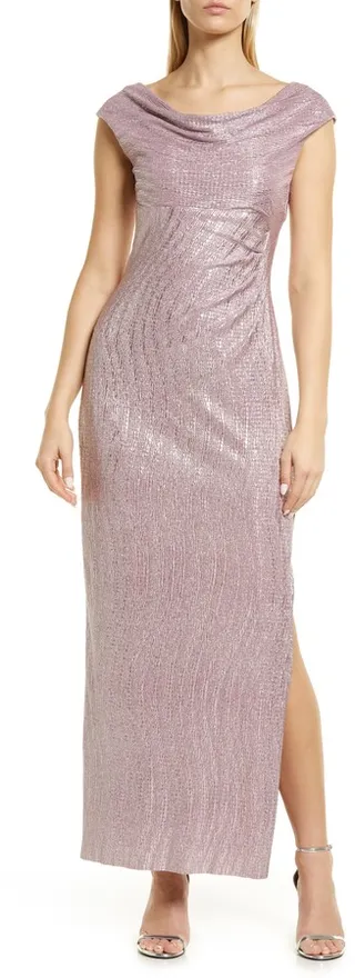 Cowl Neck Evening Dress
