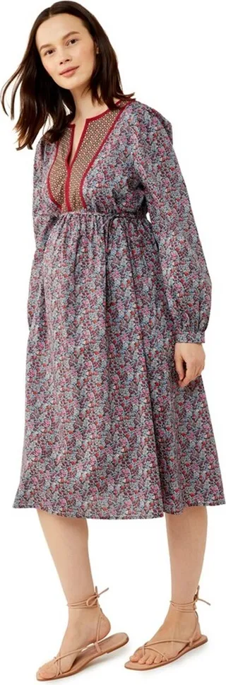 Pietro Brunelli Maternity Bib Dress Made with Tana Lawn™ Navy Print Small