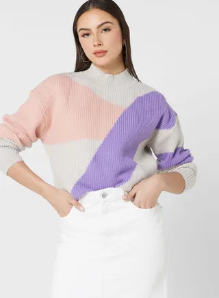 Colorblock Intarsia Sweater