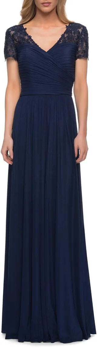Floral Embroidered Sheath Gown