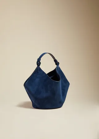 The Mini Lotus Bag in Midnight Suede