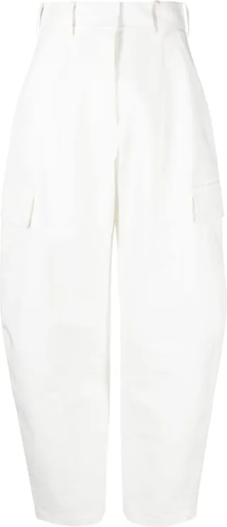 Cropped-Leg High-Waisted Cargo Pants