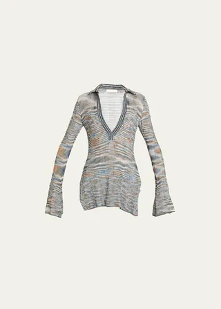 Marlo Plunge Rib-Knit Tunic Top