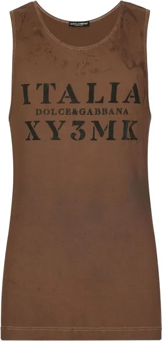 logo-print tank T-shirt