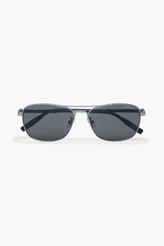 Aviator-style gunmetal-tone sunglasses