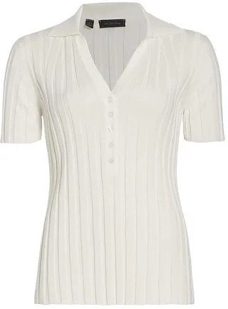 COLLECTION Rib-Knit Polo Top